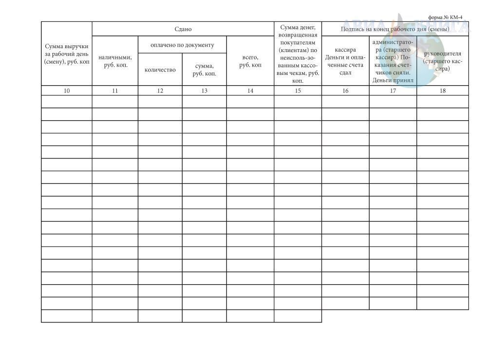 Журнал кассовых операций образец заполнения