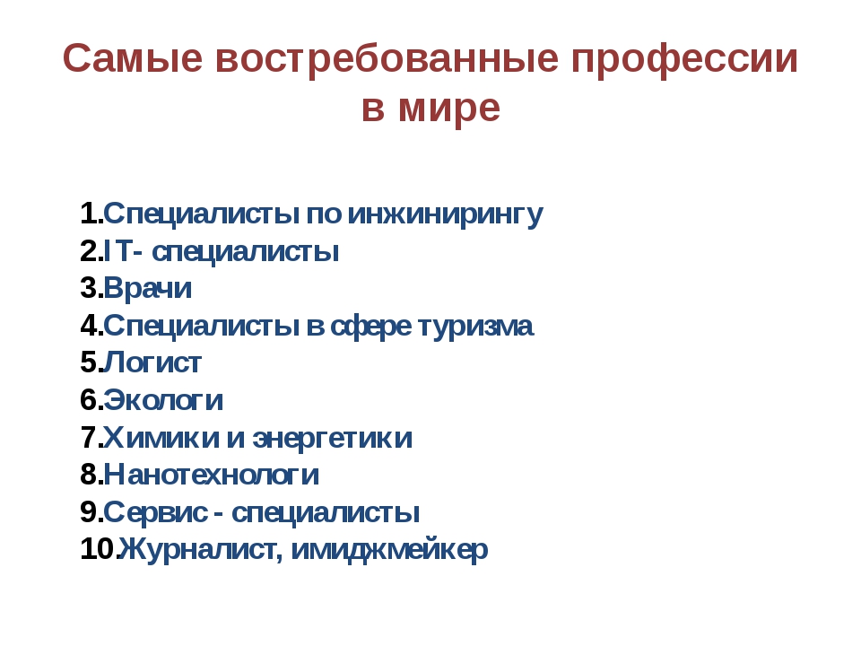 Какие профессии наиболее. Самые востребованные профессии. Востребованные профессии в мире. Самые постребованные проф. Какие профессии самые востребованные в мире.