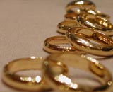 Pairs of gold wedding rings